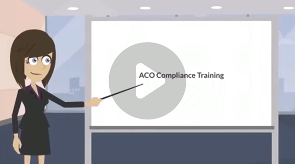 video play button with image from video in background of a woman pointing at a whiteboard